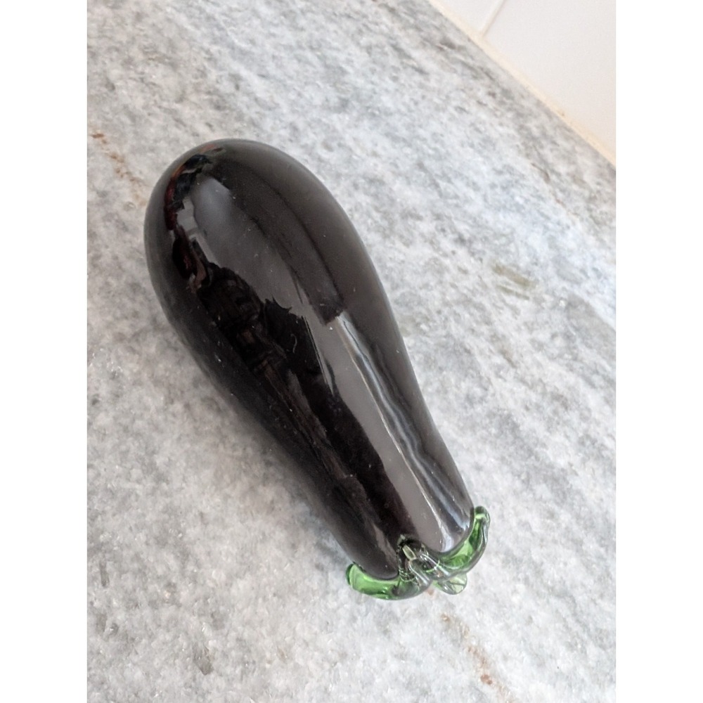 Vintage‎ Handblown Glass Dark Purple Eggplant